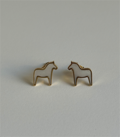 Örhänge Dalahäst marmor guldfärgad